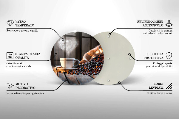 Steklena podloga za rezanje Skodelica za kavo in srce