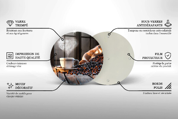 Steklena podloga za rezanje Skodelica za kavo in srce