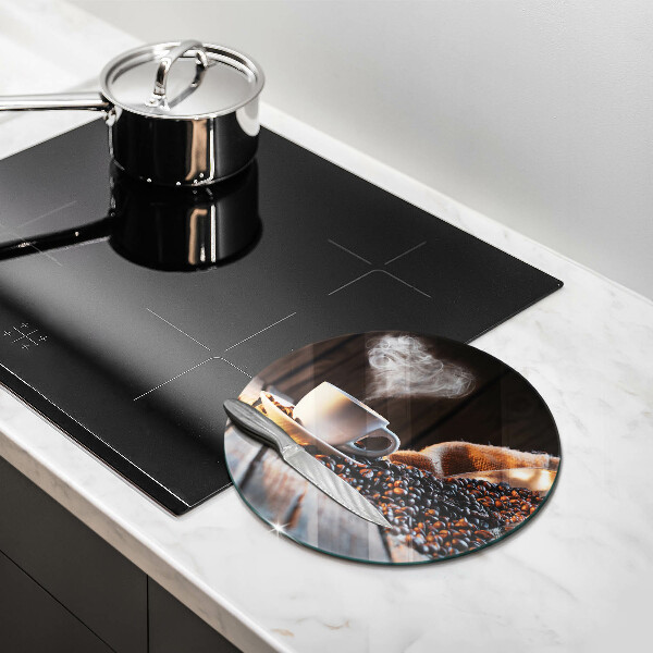 Steklena podloga za rezanje Skodelica za kavo in srce