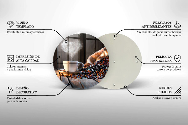 Steklena podloga za rezanje Skodelica za kavo in srce