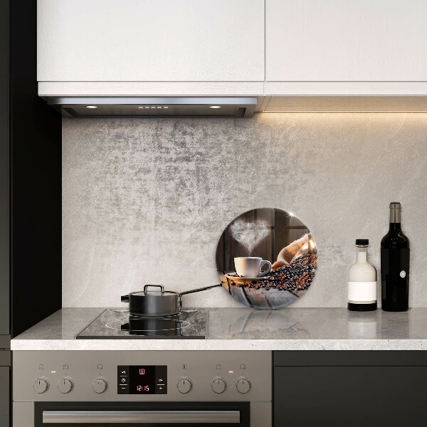 Steklena podloga za rezanje Skodelica za kavo in srce