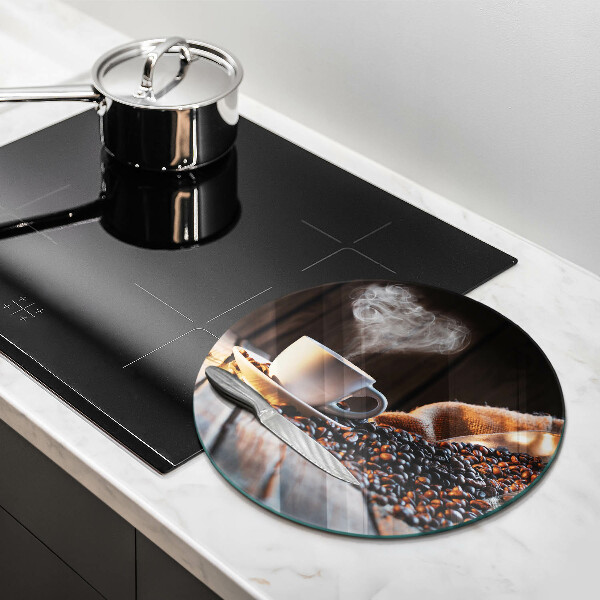 Steklena podloga za rezanje Skodelica za kavo in srce