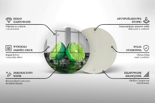 Steklena podloga za rezanje Sočne limete in voda