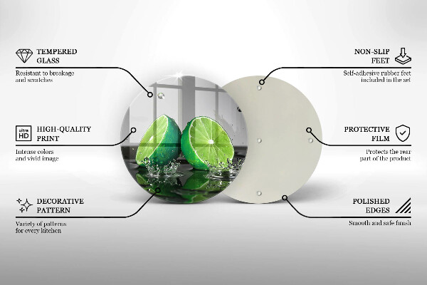 Steklena podloga za rezanje Sočne limete in voda