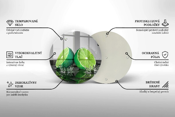 Steklena podloga za rezanje Sočne limete in voda