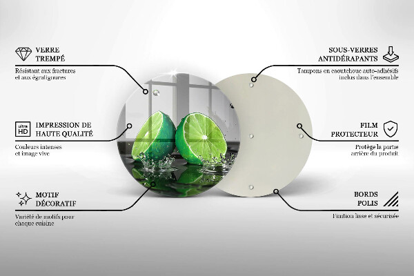 Steklena podloga za rezanje Sočne limete in voda