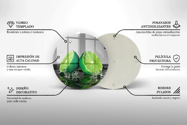Steklena podloga za rezanje Sočne limete in voda