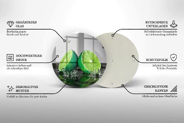 Steklena podloga za rezanje Sočne limete in voda