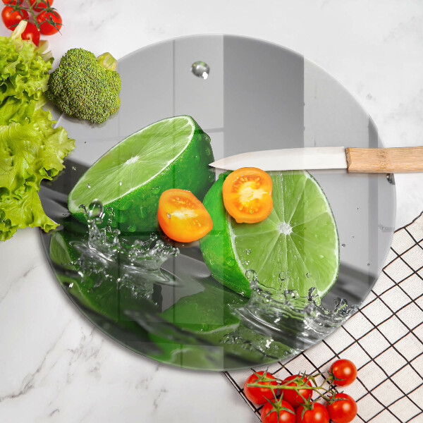 Steklena podloga za rezanje Sočne limete in voda