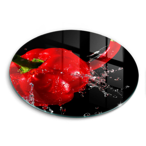 Steklena podloga za rezanje Rdeča paprika v vodi