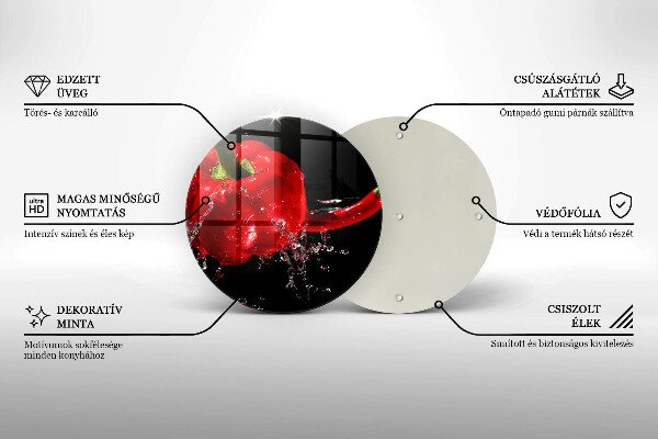 Steklena podloga za rezanje Rdeča paprika v vodi