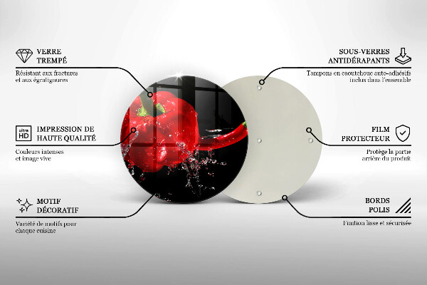 Steklena podloga za rezanje Rdeča paprika v vodi