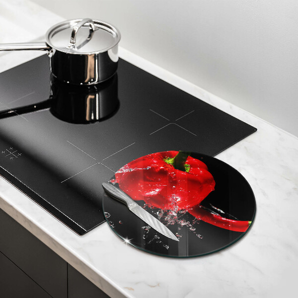 Steklena podloga za rezanje Rdeča paprika v vodi