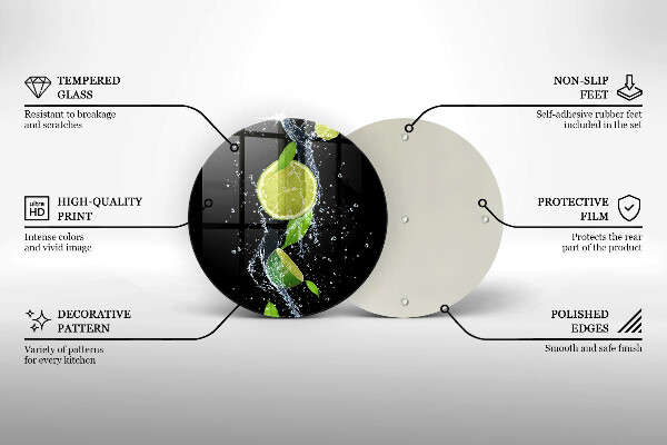 Steklena podloga za rezanje Sočne limete v vodi