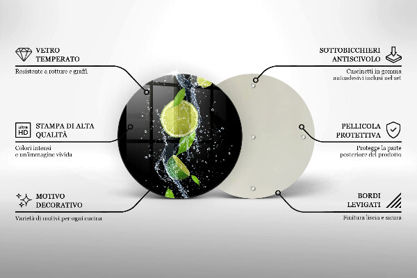 Steklena podloga za rezanje Sočne limete v vodi