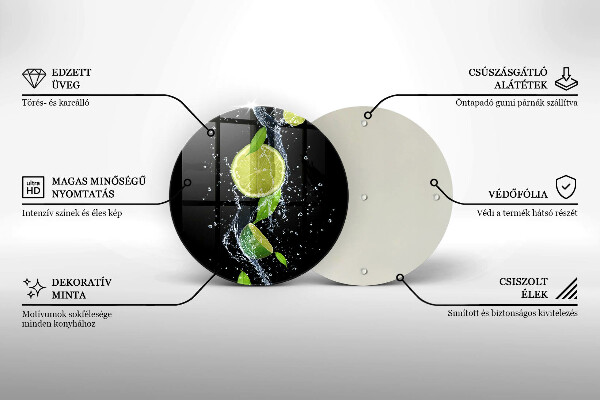 Steklena podloga za rezanje Sočne limete v vodi