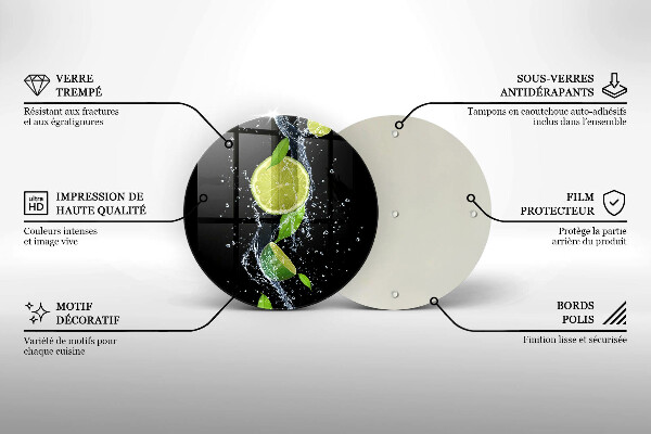Steklena podloga za rezanje Sočne limete v vodi