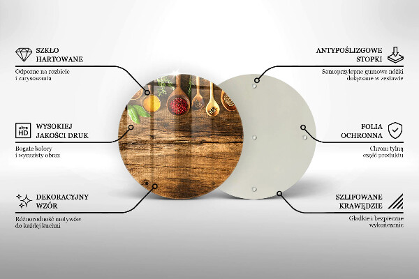 Steklena podloga za rezanje Lesene žlice začimb