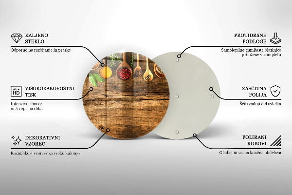 Steklena podloga za rezanje Lesene žlice začimb