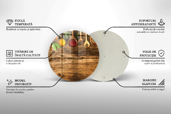 Steklena podloga za rezanje Lesene žlice začimb