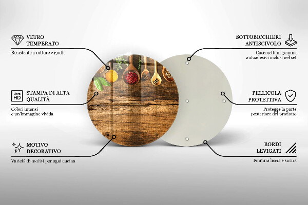 Steklena podloga za rezanje Lesene žlice začimb