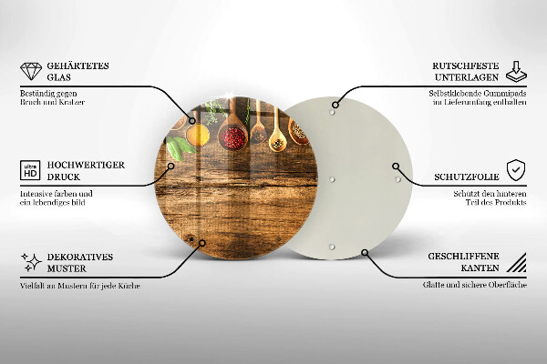 Steklena podloga za rezanje Lesene žlice začimb