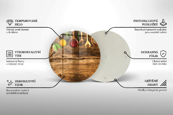 Steklena podloga za rezanje Lesene žlice začimb