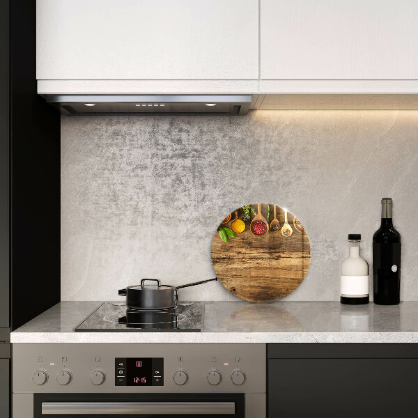 Steklena podloga za rezanje Lesene žlice začimb