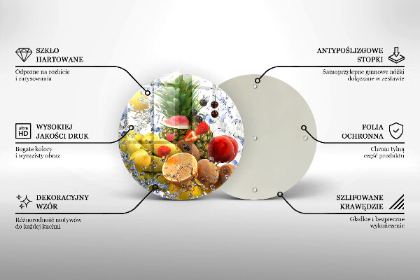 Steklena podloga za rezanje Sočno sadje in voda