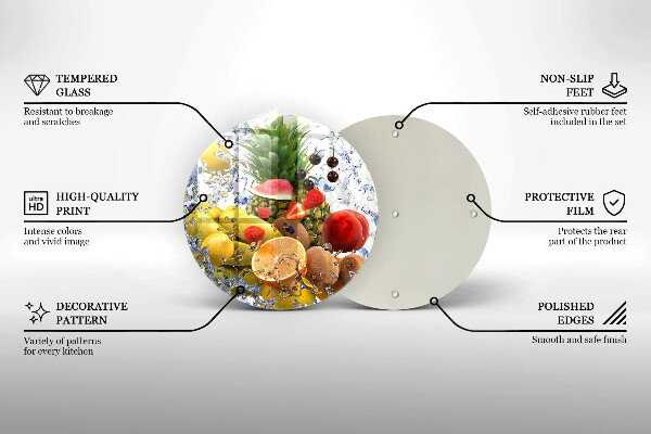 Steklena podloga za rezanje Sočno sadje in voda