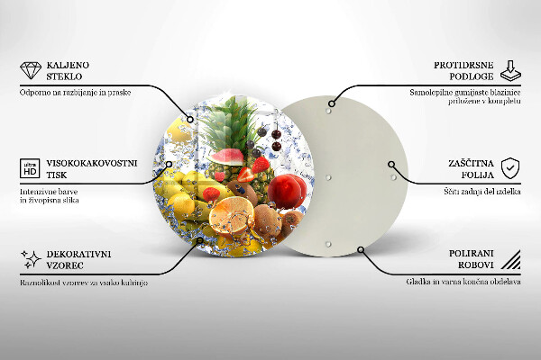 Steklena podloga za rezanje Sočno sadje in voda