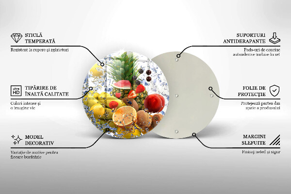Steklena podloga za rezanje Sočno sadje in voda