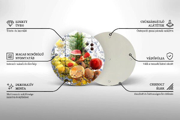 Steklena podloga za rezanje Sočno sadje in voda