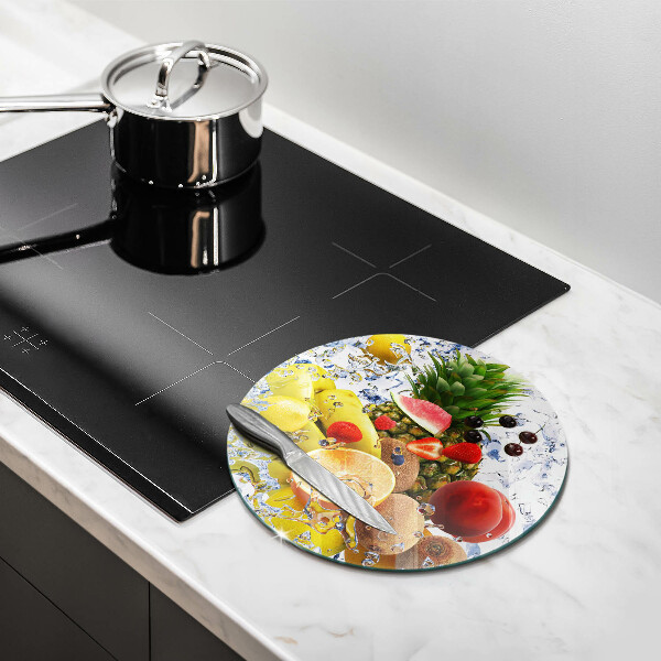 Steklena podloga za rezanje Sočno sadje in voda