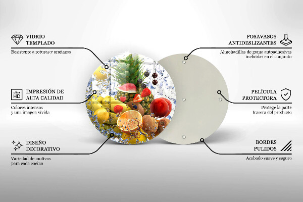 Steklena podloga za rezanje Sočno sadje in voda