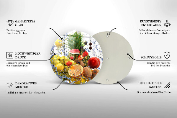 Steklena podloga za rezanje Sočno sadje in voda