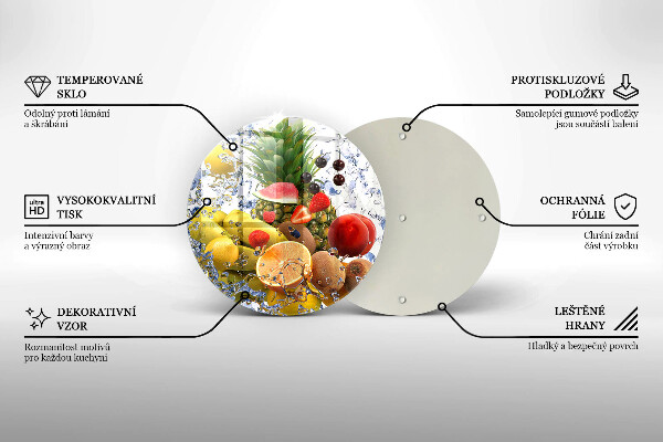 Steklena podloga za rezanje Sočno sadje in voda