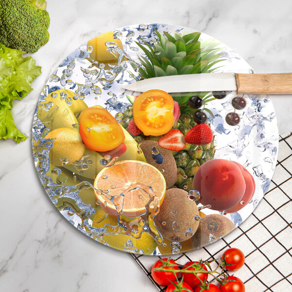 Steklena podloga za rezanje Sočno sadje in voda