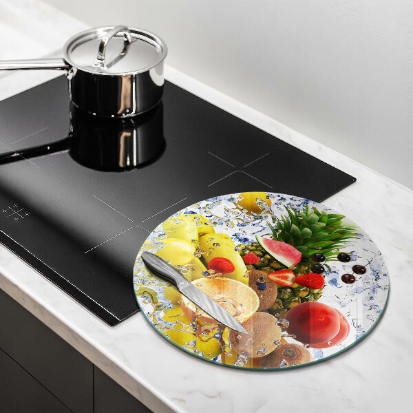 Steklena podloga za rezanje Sočno sadje in voda