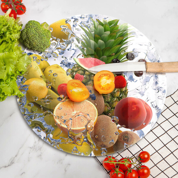 Steklena podloga za rezanje Sočno sadje in voda