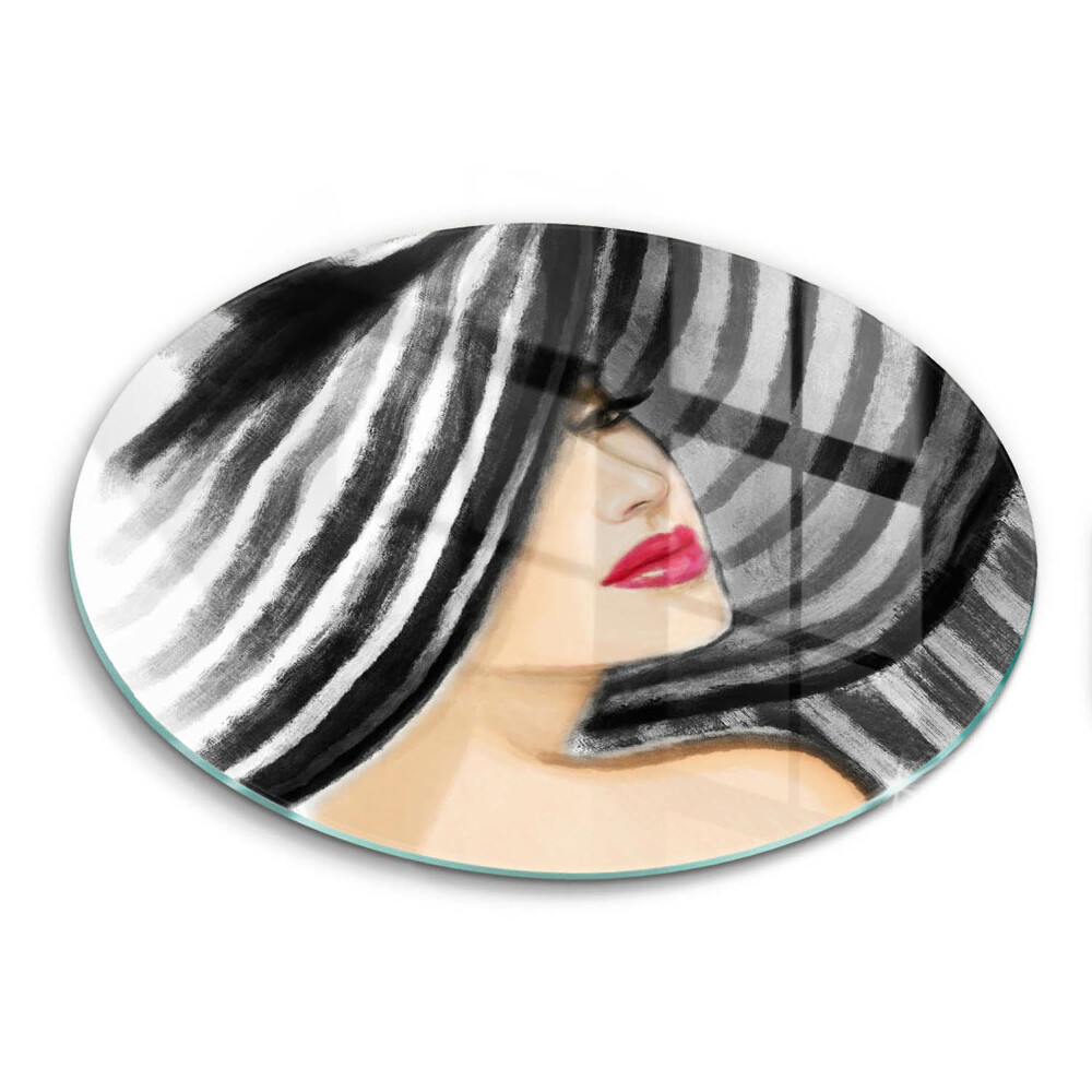 Steklena podloga za rezanje Ženska v klobuku