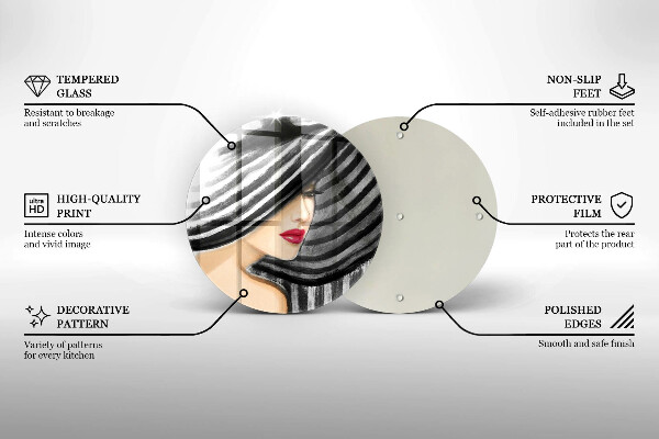 Steklena podloga za rezanje Ženska v klobuku