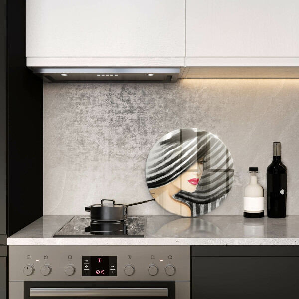 Steklena podloga za rezanje Ženska v klobuku