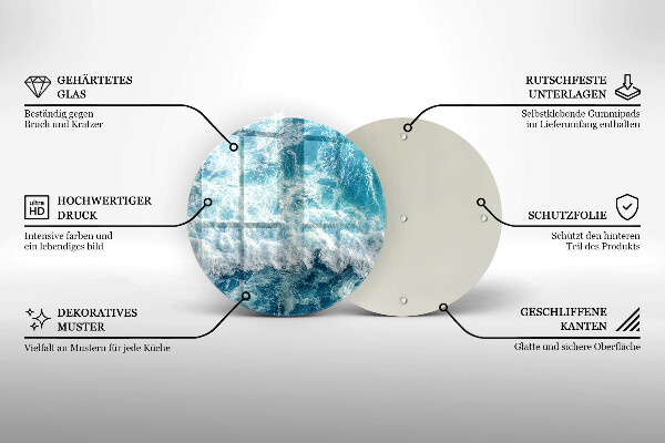 Steklena podloga za rezanje Valovi morske vode