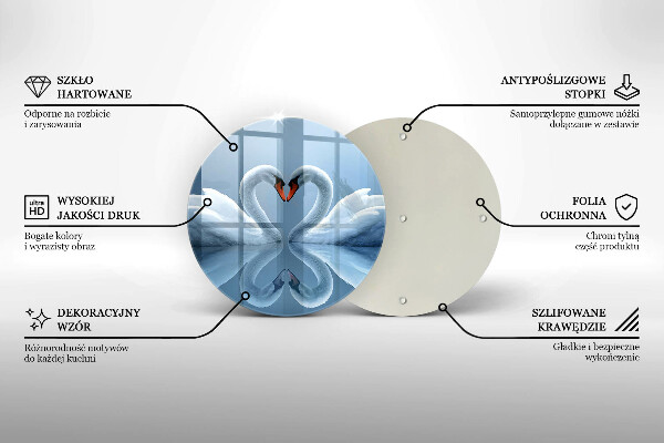 Steklena podloga za rezanje Dva labodja srca