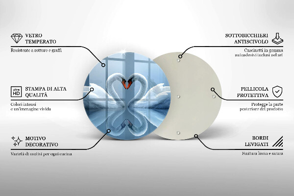 Steklena podloga za rezanje Dva labodja srca