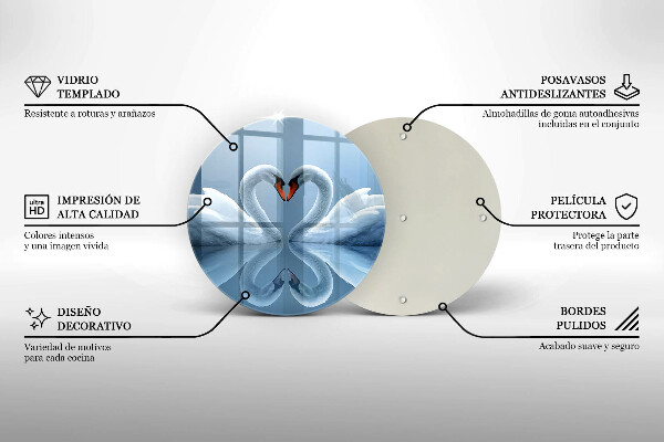 Steklena podloga za rezanje Dva labodja srca