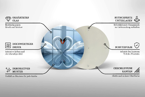 Steklena podloga za rezanje Dva labodja srca