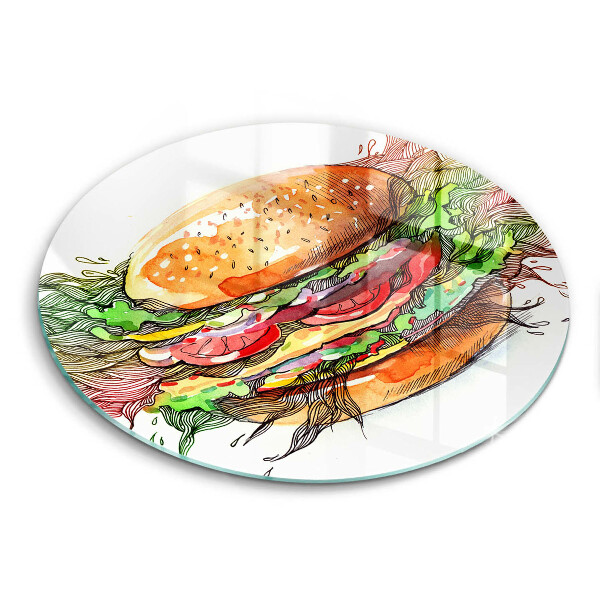 Steklena podloga za rezanje Risba hamburgerja