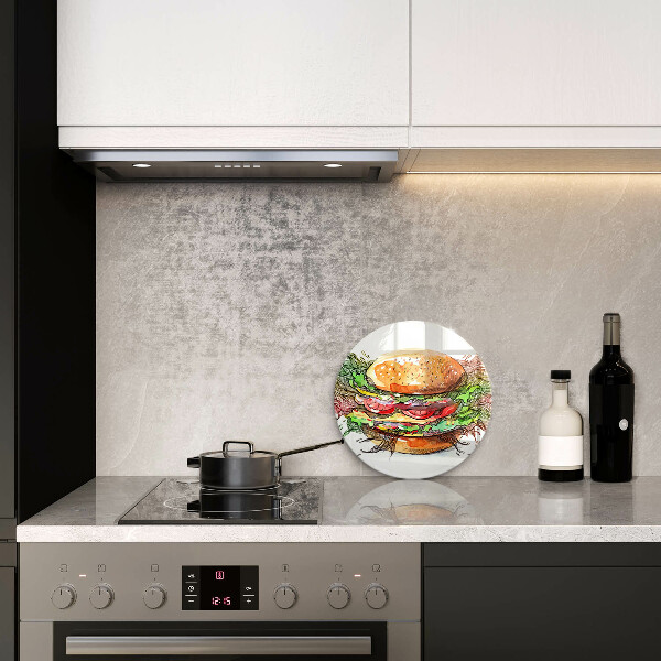 Steklena podloga za rezanje Risba hamburgerja